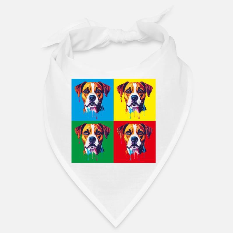 Pop-Art Hund Vierfarbig Bandana