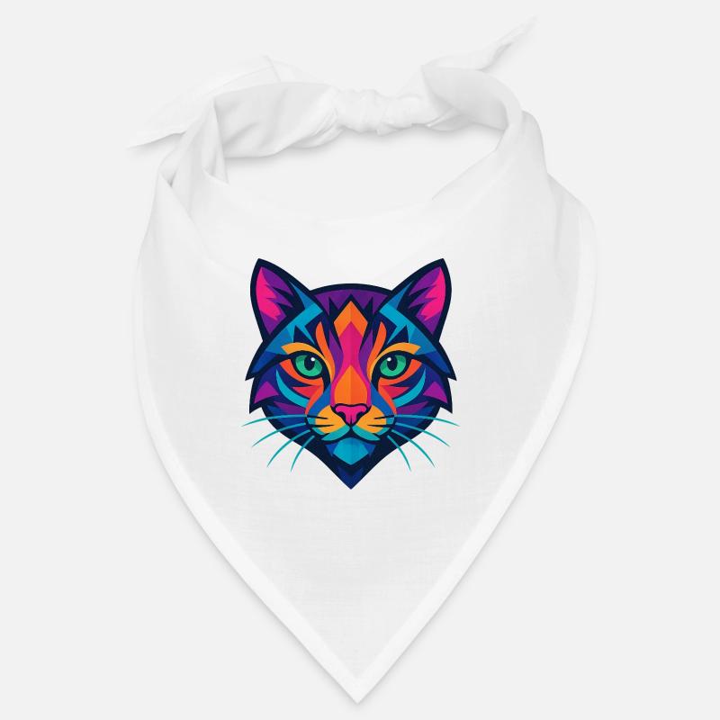 Visage géométrique coloré de chat Bandana