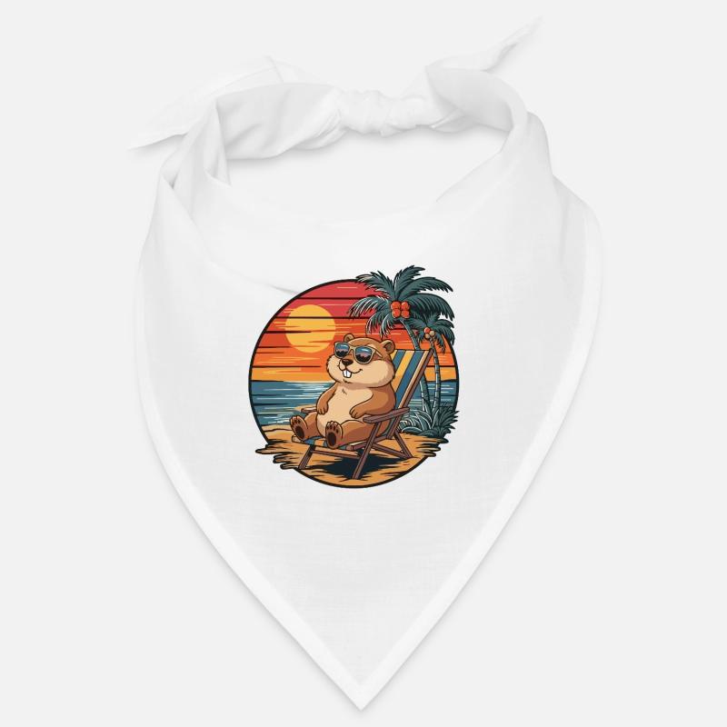 Funny Gopher on Beach Summer Vacation Sunset Bandana