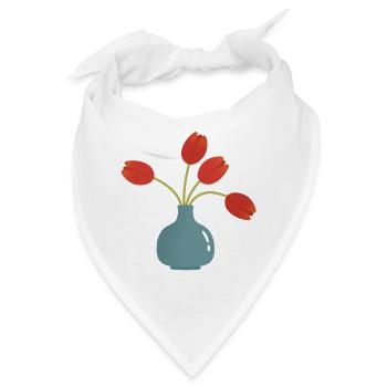 Tulpenexplosion in türkisfarbener Vase - Bandana - Weiß - Vorne