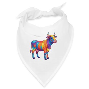 Bunte Kuh-Regenbogen-Pop-Art-Aquarell - Bandana - Weiß - Vorne