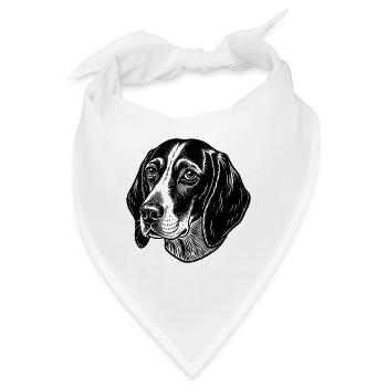 Amerikanischer englischer Coonhound-Kopf - Bandana - Weiß - Vorne