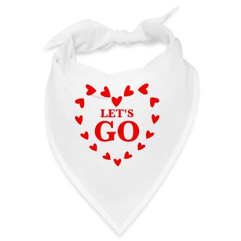 Let’s Go Love –Red Hearts Typography Valentine Art - Bandana - Weiß - Vorne