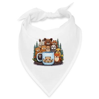 Waldtiere um Becher - Bandana - Weiß - Vorne