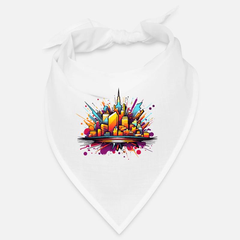 Explosion de silhouette urbaine colorée Bandana
