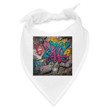 Bunte Graffiti auf Steinwand - Bandana - Weiß - Vorne
