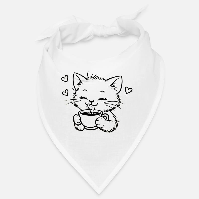 Kitten drinks coffee cuddle magic Bandana