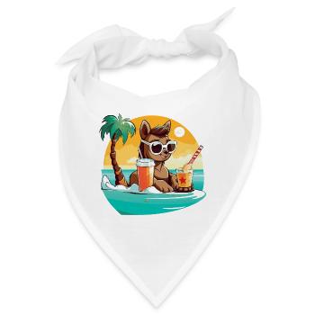 Lama am Strand im Sonnenlicht - Bandana - Weiß - Vorne