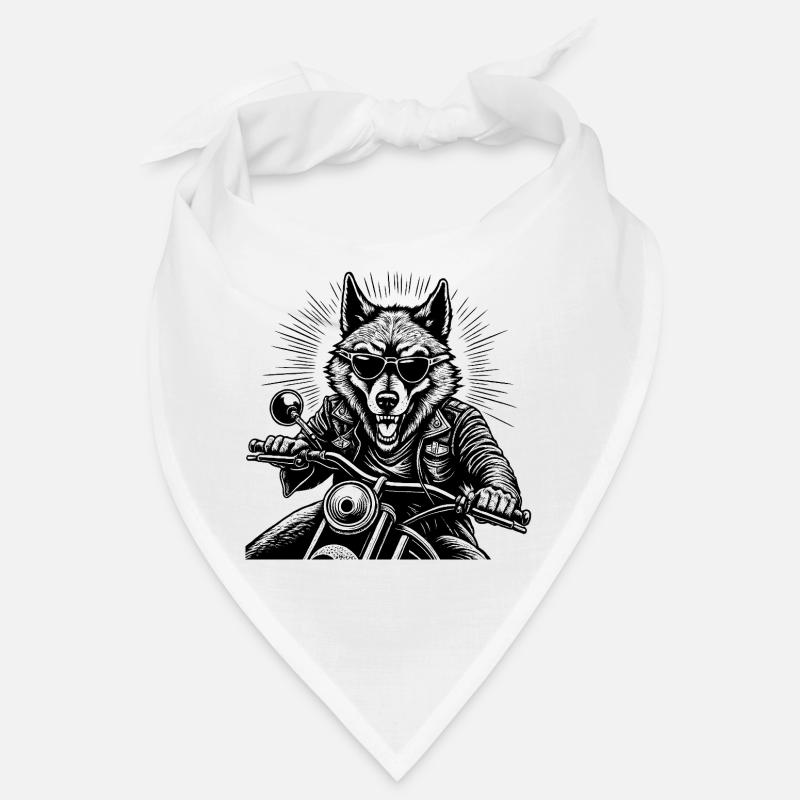 Wolf on Motorcycle Leather Jacket Graphic Bandana