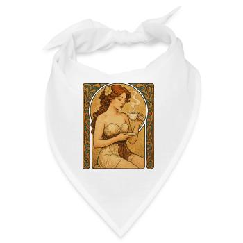 Pin-Up Frau mit Kaffee im Art-Nouveau-Stil - Bandana - Weiß - Vorne