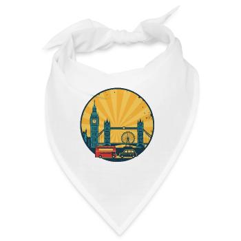 London City Skyline Big Ben Vintage-Abzeichen - Bandana - Weiß - Vorne