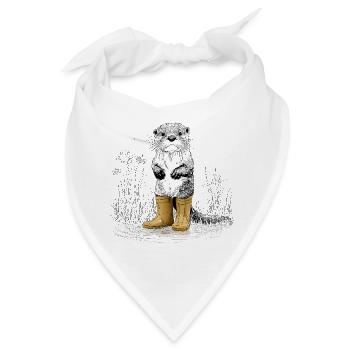 Süßer Otter mit gelben Gummistiefeln - Bandana - Weiß - Vorne