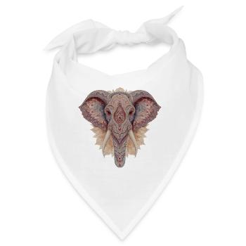 Zarter Mandala-Elefant mit femininem Stil - Bandana - Weiß - Vorne