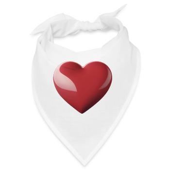 Herzglanz Rot – Herzsymbol Muster - Bandana - Weiß - Vorne