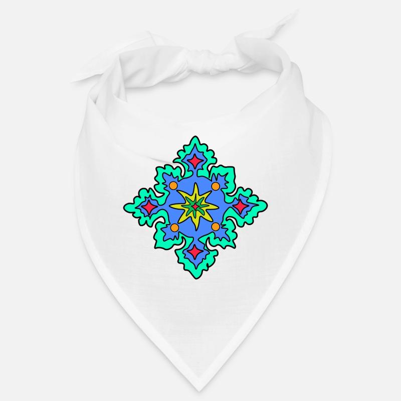 Geometrisches Mandala-Sternmuster - Bandana - Weiß