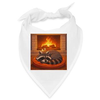 Gemütlicher Waschbär am Kamin - Bandana - Weiß - Vorne