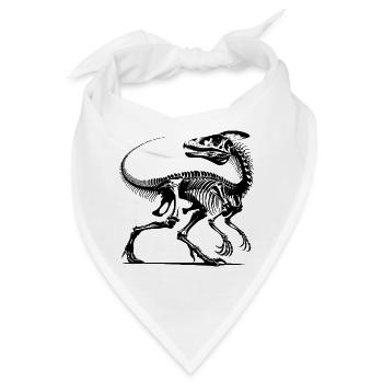 Dinosaurier Raptor mit Rückgrat Knochen - Bandana - Weiß - Vorne