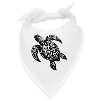 Tribal Schildkröte Mystische Natur und Geometrie - Bandana - Weiß - Vorne