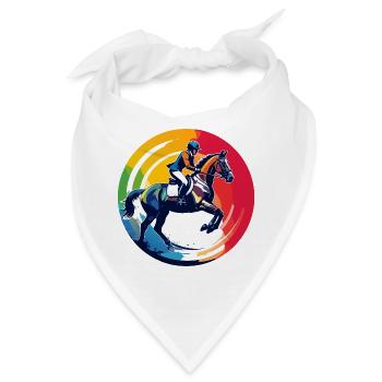 Regenbogen Springpferd Pferd Springreiten Motiv - Bandana - Weiß - Vorne