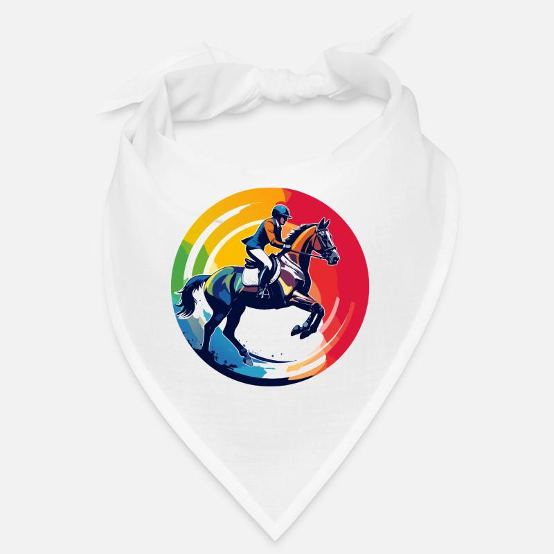 Motif du saut d’obstacles à cheval arc-en-ciel Bandana