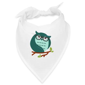 Cartoon-Eule mit schicke Brille - Bandana - Weiß - Vorne