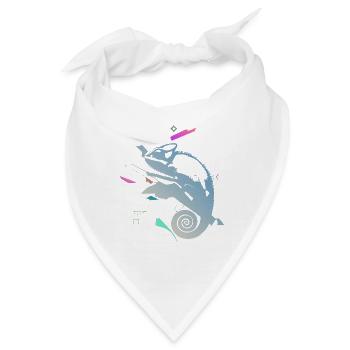 Spiralchamäleon im Neongradienten - Bandana - Weiß - Vorne
