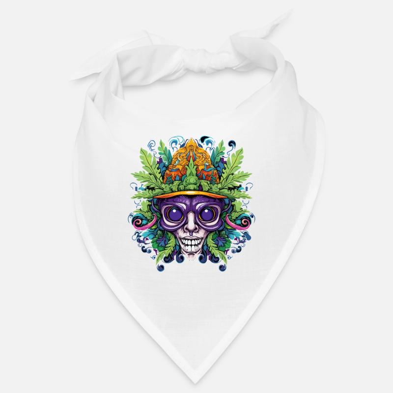 Psychedelic skull with leaf crown Bandana