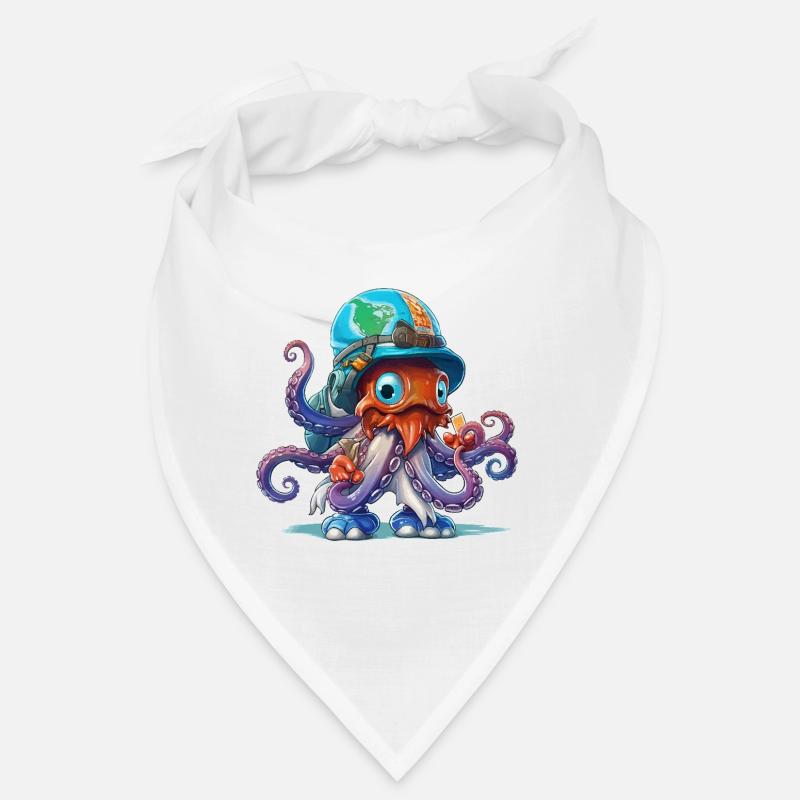 Octopus Explorer with World Map Helmet Bandana