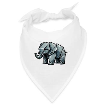 Origami Elefant Metallisch - Bandana - Weiß - Vorne