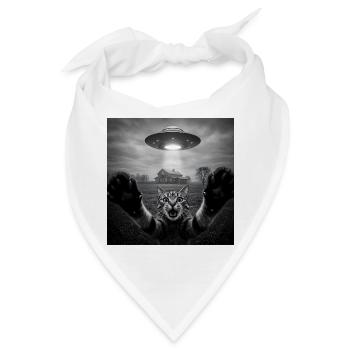 Lustiges UFO Weltraum Katze Alien Design - Bandana - Weiß - Vorne