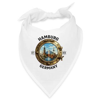 Hamburg Hafen Panorama Portloch - Bandana - Weiß - Vorne