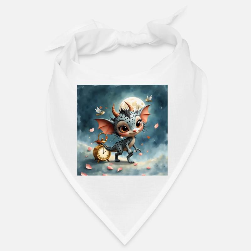 Night Baby Dragon with Clock Bandana
