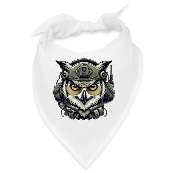 Taktische Eule mit Helm - Bandana - Weiß - Vorne