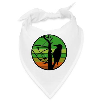 Spechtsilhouette am Sonnenuntergang - Bandana - Weiß - Vorne