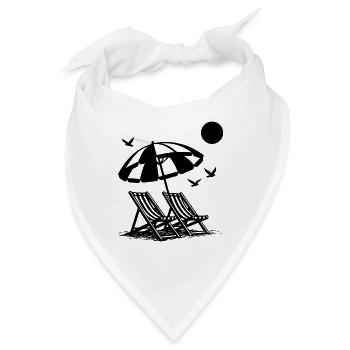 Strandurlaub mit Liegestühlen unter Sonnenschirm - Bandana - Weiß - Vorne