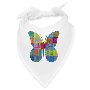 Bunter Patchwork-Schmetterling - Bandana - Weiß - Vorne