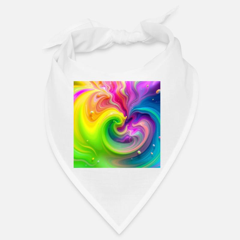 Farbwirbel Neon Regenbogen - Bandana - Weiß