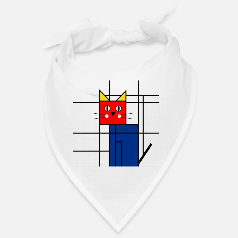 Abstrakte Katze Kunst - Geometrisches Mondrian - Bandana - Weiß