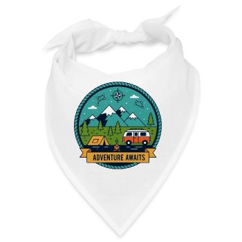 Abenteuer Camping Roadtrip Wildnis Badge - Bandana - Weiß - Vorne