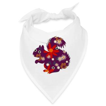Blumen Eichhörnchen Muster - Bandana - Weiß - Vorne