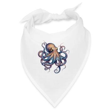 Tintenpracht Oktopus Druck - Bandana - Weiß - Vorne