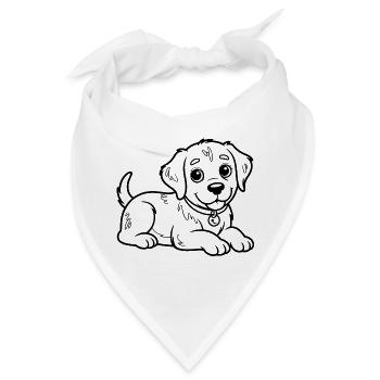 Kleiner Hund in Linnenzeichnung - Bandana - Weiß - Vorne