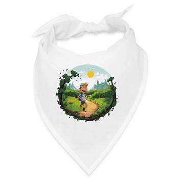 Wanderer am Waldpfad - Bandana - Weiß - Vorne