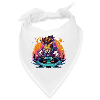 Wolfs-DJ Neon Feuer - Bandana - Weiß - Vorne