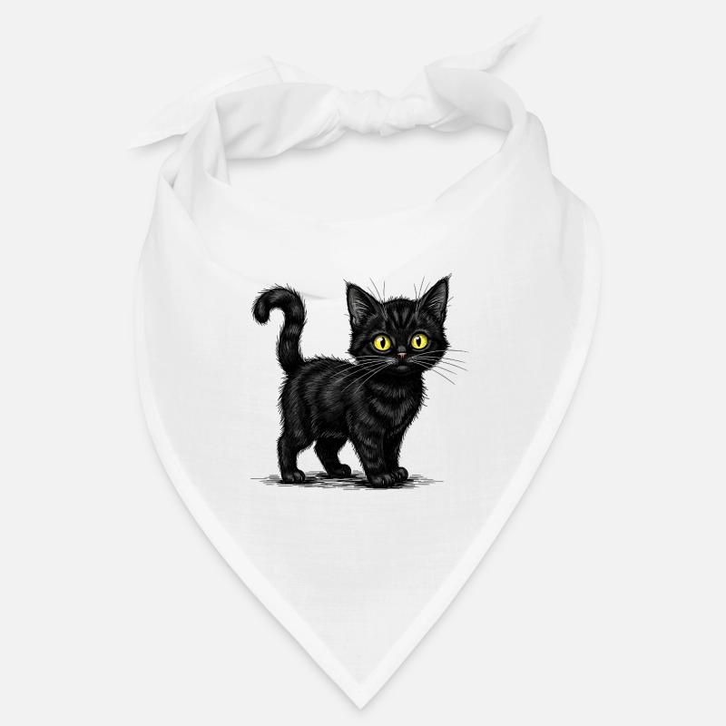 Chat noir mignon - Illustration réaliste Bandana