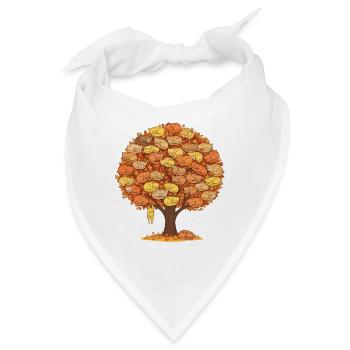 Katzenbaum Herbst - Süße schlafende Katzen Design - Bandana - Weiß - Vorne