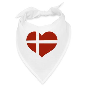 Dänische Flaggenherz - Bandana - Weiß - Vorne