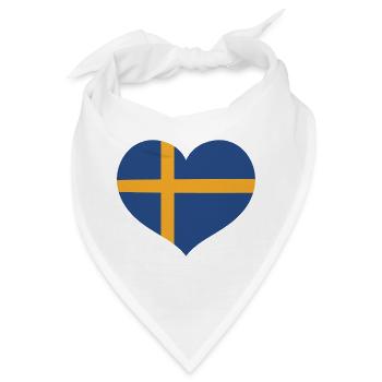 Schwedisches Flaggenherz - Bandana - Weiß - Vorne