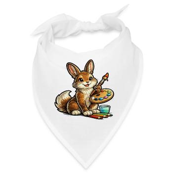 Kaninchen Künstler mit Palette - Bandana - Weiß - Vorne