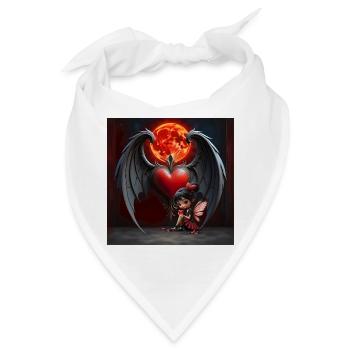 Geflügeltes Herz unter dem roten Mond - Bandana - Weiß - Vorne